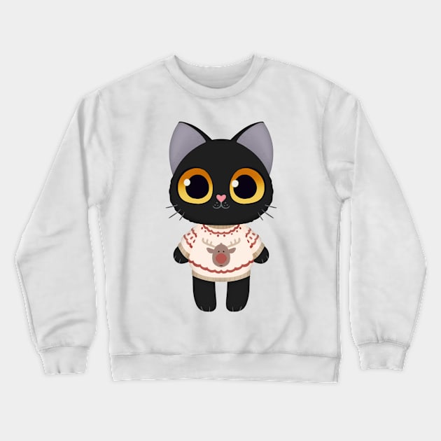 Holiday Black Kitten Crewneck Sweatshirt by Twkirky